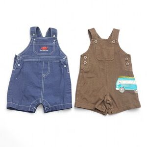Carter’s Baby Boy Blue and Brown Cotton Overalls Shorts Set 6 Months